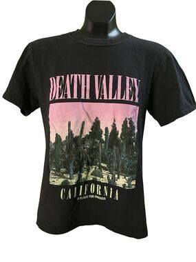 Death Valley California Graphic Tee Black Pink Desert Scene XL
